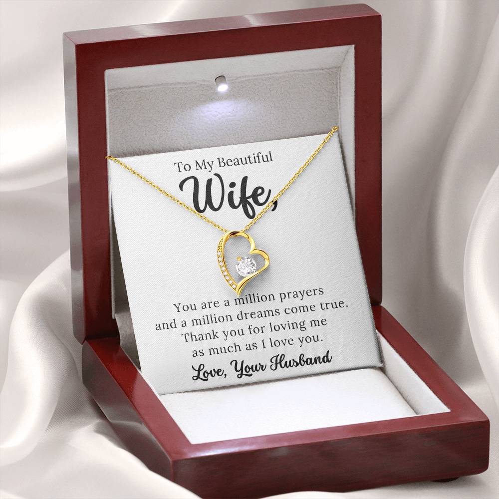 Luxe Heart Necklace for Wife - You are a Million Prayers Come True - Necklace with Gift Box