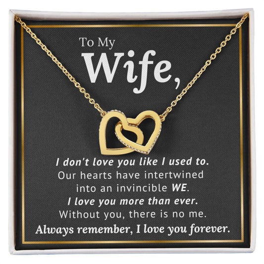 Wife, Without You There is No Me - Genuine CZ Intertwined Heart Necklace