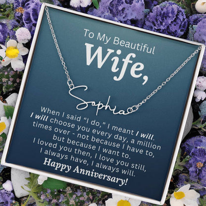 When I Said "I Do...." - Custom Name Necklace - Anniversary Gift for Wife