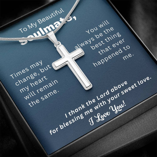 Soulmate, I Thank the Lord Above - Cross Necklace Gift