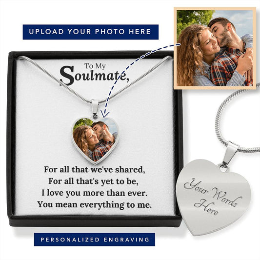 Heartfelt Memories Photo Upload Necklace - You Mean Everything to Me - Heart Pendant