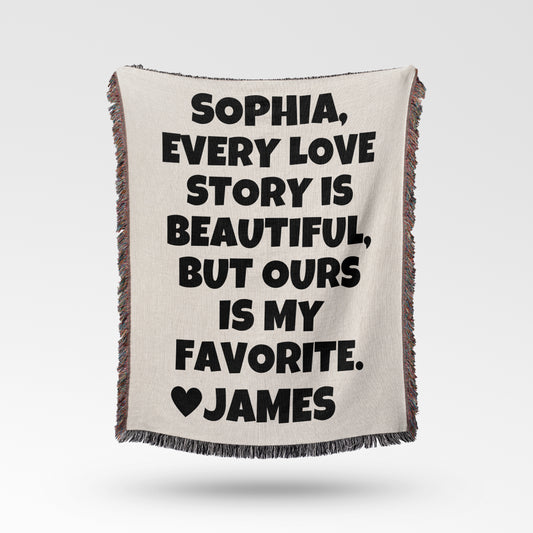 Anniversary Woven Cotton Blanket - Love Story Personalized