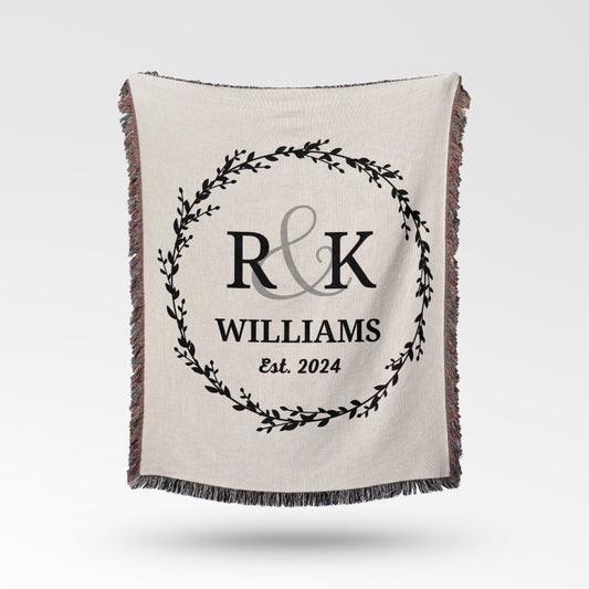 Bridal Shower Gift - 100% Cotton Blanket Personalized for Wedding Couple